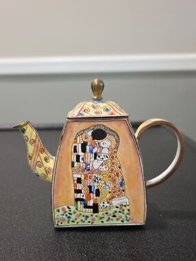 Miniature Enameled Copper Teapot "The Kiss" By Kelvin Chen 2001 #4500